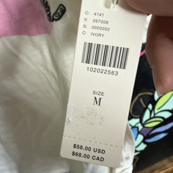 Anthropologie Lyrebird What’s In My Bag Cotton Tee, Medium, Cream - Picture 4 of 7